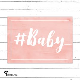 #baby geboortekaart geboorte geboren meisje zalm roze aquarel watercolor felicitatiekaart hip kaart kaartje kaarten het noteboompje a6