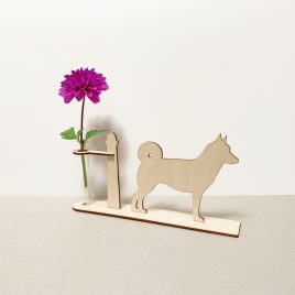 husky siberische husky hond honden hondenliefhebber cadeau kado kadootje reageerbuis reageerbuisje bloem bloemmetje hout houten berken het noteboompje