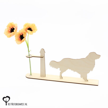 kooiker kooikerhond hond honden hondenliefhebber cadeau kado kadootje reageerbuis reageerbuisje bloem bloemetje hout houten berken het noteboompje